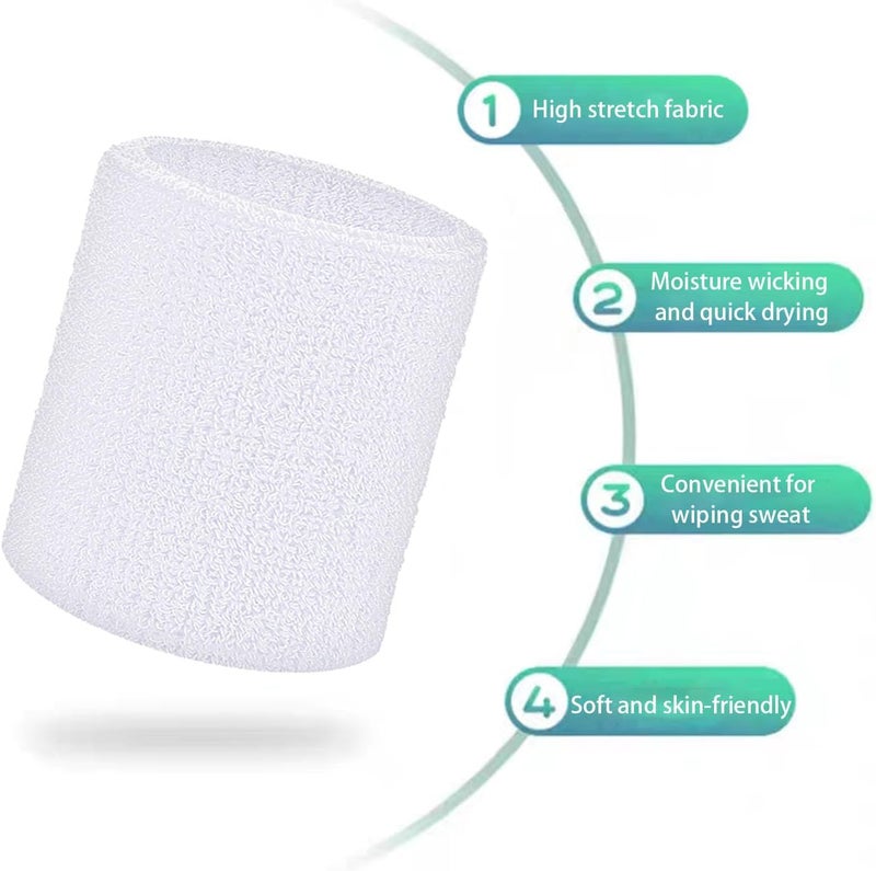 Fecawd Wristbands Sweatbands for Men & Women, Breathable Tennis Wrist Bands Absorbent Sweat Band Multiuse Wristband for Basketball, Running, Gym, Working Out - Image 2